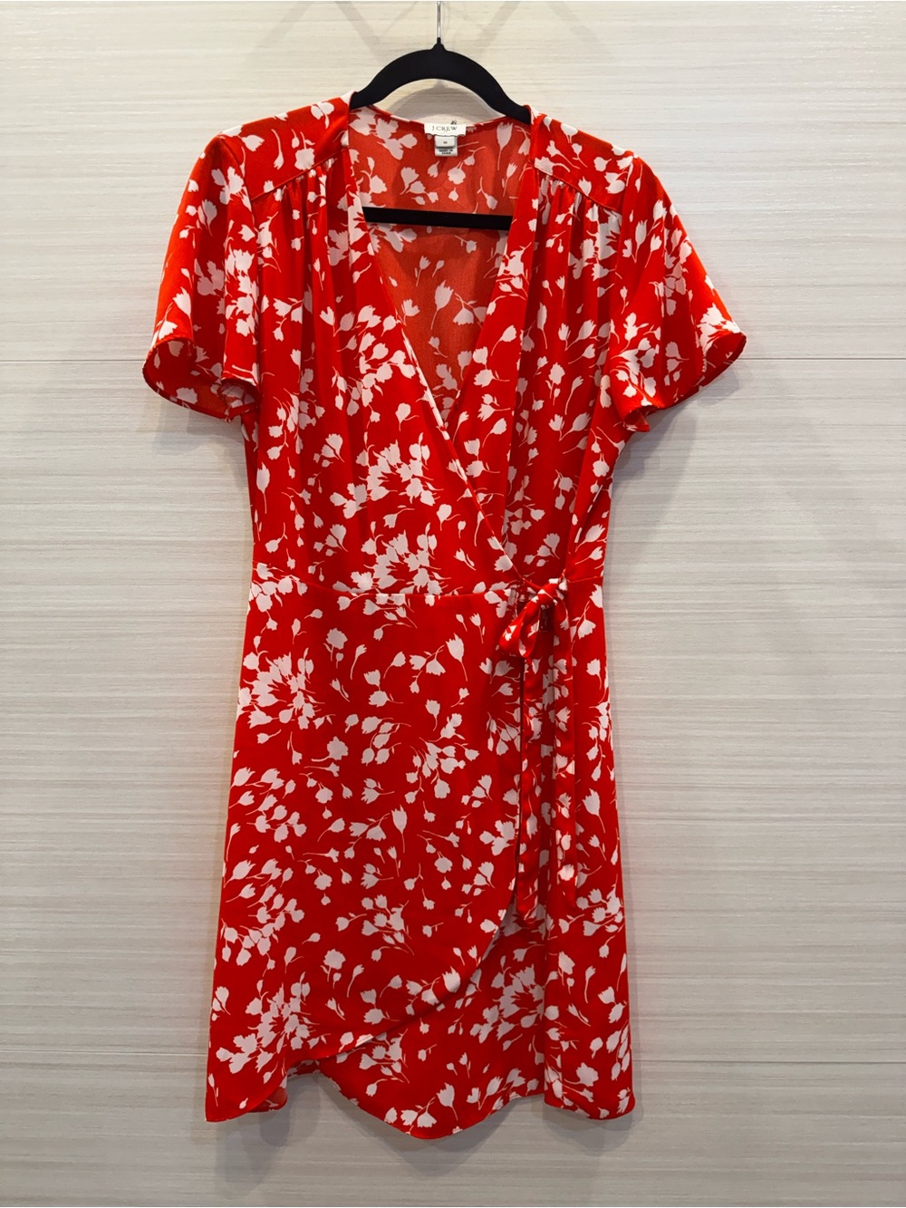 J. Crew Red Orange and White Floral Wrap Dress size 10